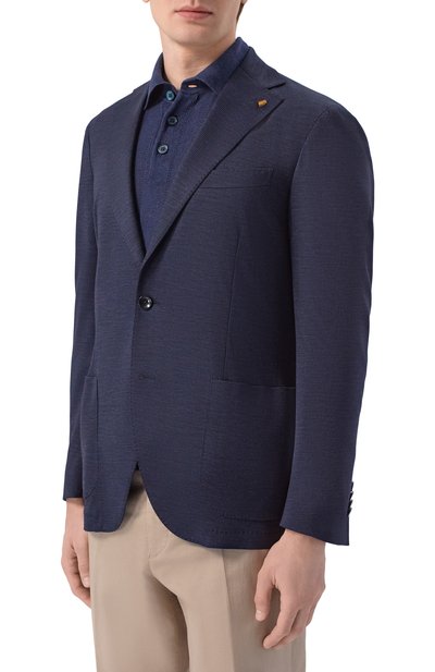 Однобортный пиджак SARTORIA LATORRE темно-синего цвета по цене 95400 руб., арт. JD74/JJ204, фото 4 Однобортный пиджак SARTORIA LATORRE, арт. JD74/JJ204, фото 4