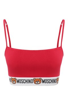 Женский бра-топ MOSCHINO красного цвета, арт. A4606/9003 | Фото 1 (Материал внешний: Хлопок; Материал сплава: Проставлено; Нос: Не проставлено)