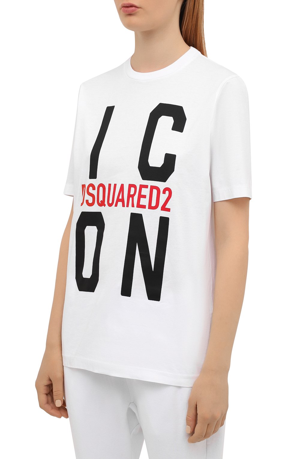 Хлопковая футболка DSQUARED2 белого цвета по цене 24050 руб., арт. S80GC0024/S23009, фото 3 Хлопковая футболка DSQUARED2, арт. S80GC0024/S23009, фото 3