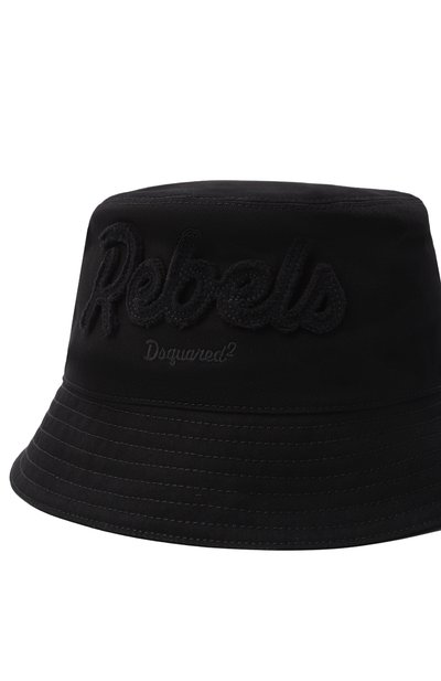 Хлопковая панама DSQUARED2 черного цвета по цене 39950 руб., арт. HAM0109/05C00001, фото 3 Хлопковая панама DSQUARED2, арт. HAM0109/05C00001, фото 3