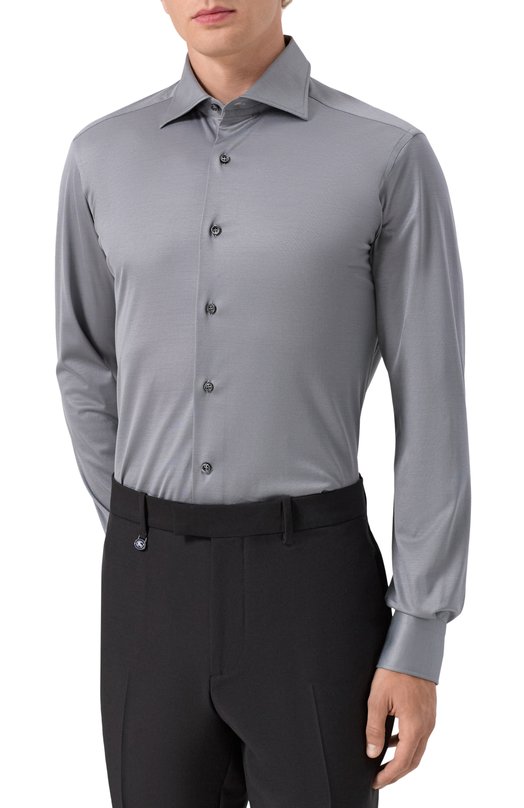 Хлопковая сорочка MVST SLIM/GABRIELLE/R0UND/1628-JERSEY (INTERL0CK) Серый  SLIM/GABRIELLE/R0UND/1628-JERSEY (INTERL0CK) Фото 3
