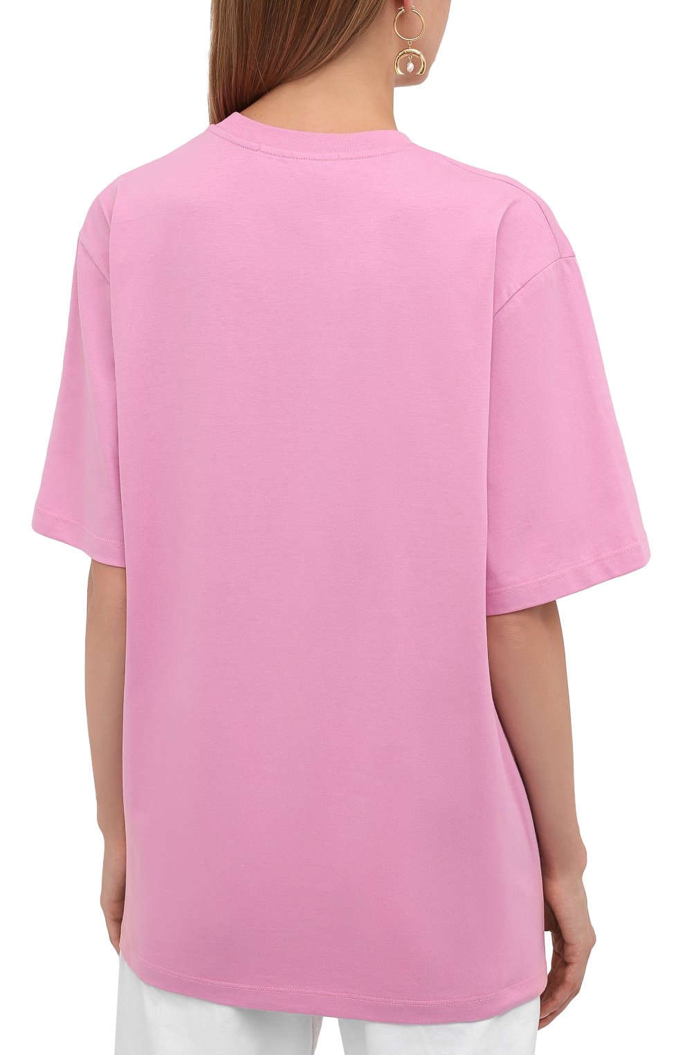 Хлопковая футболка MSGM розового цвета по цене 12400 руб., арт. 3141MDM168 217798, фото 4 Хлопковая футболка MSGM, арт. 3141MDM168 217798, фото 4