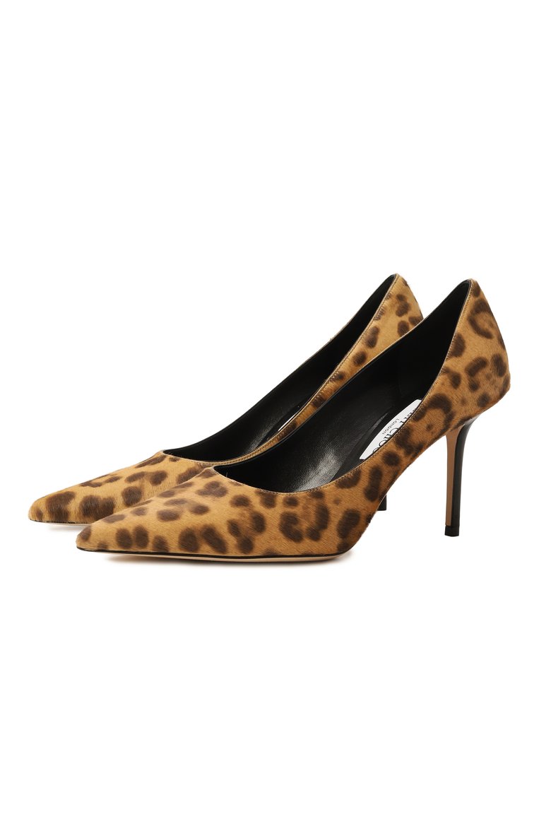 Женские кожаные туфли love 85 JIMMY CHOO леопардового цвета, арт. L0VE 85/PWJ | Фото 1 (Материал внутренний: Натуральная кожа; Каблук высота: Высокий; Подошва: Плоская; Материал внешний: Натуральная кожа; Каблук тип: Шпилька)