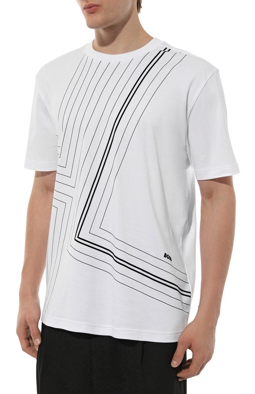 Хлопковая футболка BOSS Green Белый, фото 3