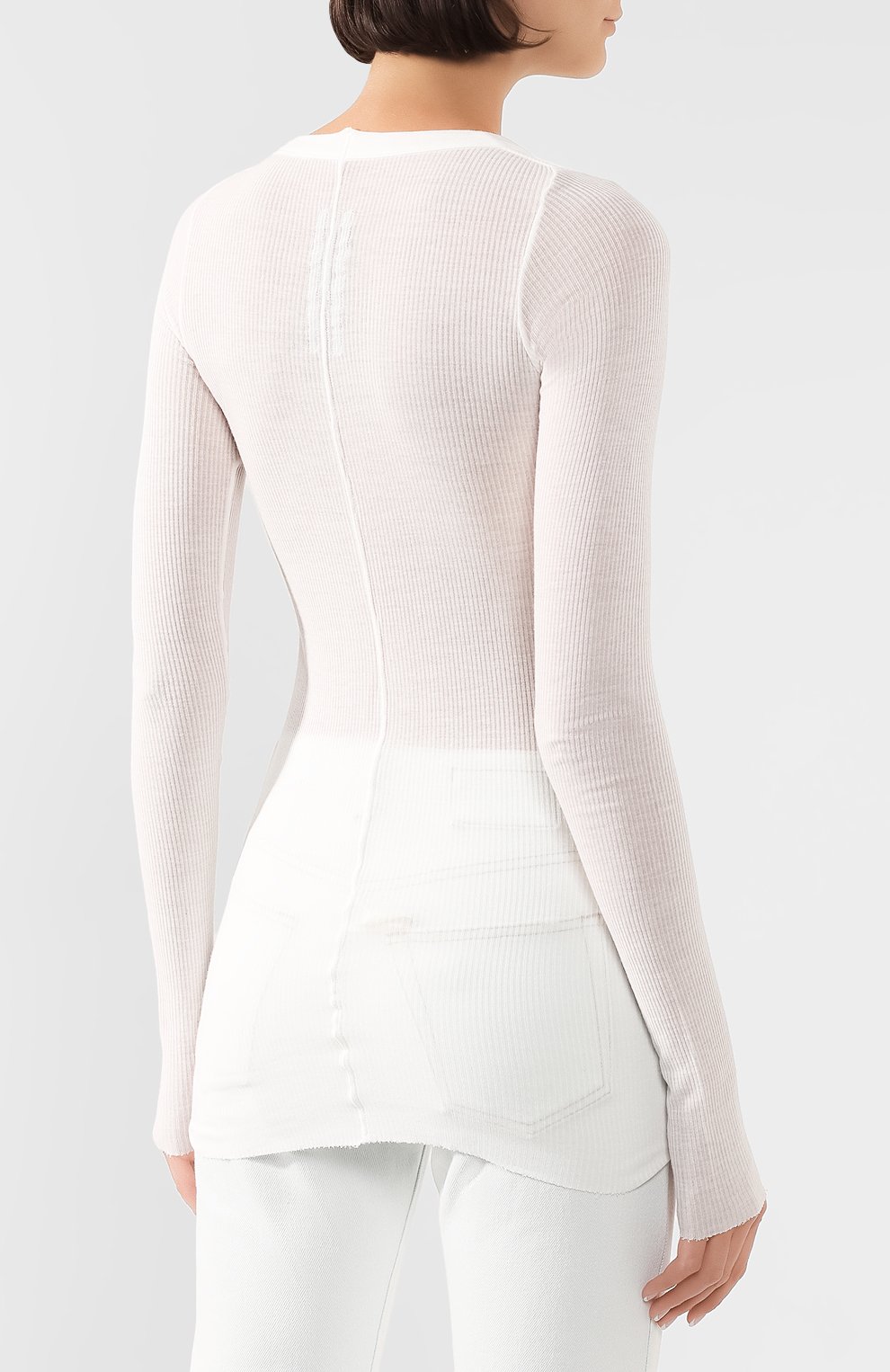 Лонгслив из смеси вискозы и шелка RICK OWENS белого цвета по цене 29950 руб., арт. RP20S1202/RC, фото 4 Лонгслив из смеси вискозы и шелка RICK OWENS, арт. RP20S1202/RC, фото 4