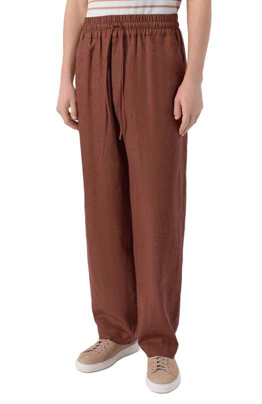 Брюки изо льна и вискозы HINNOMINATE HMABM01552 Коричневый  HMABM01552 Фото 3