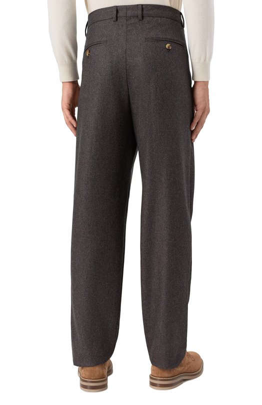 Шерстяные брюки Brunello Cucinelli M038PS2480 Коричневый  M038PS2480 Фото 4