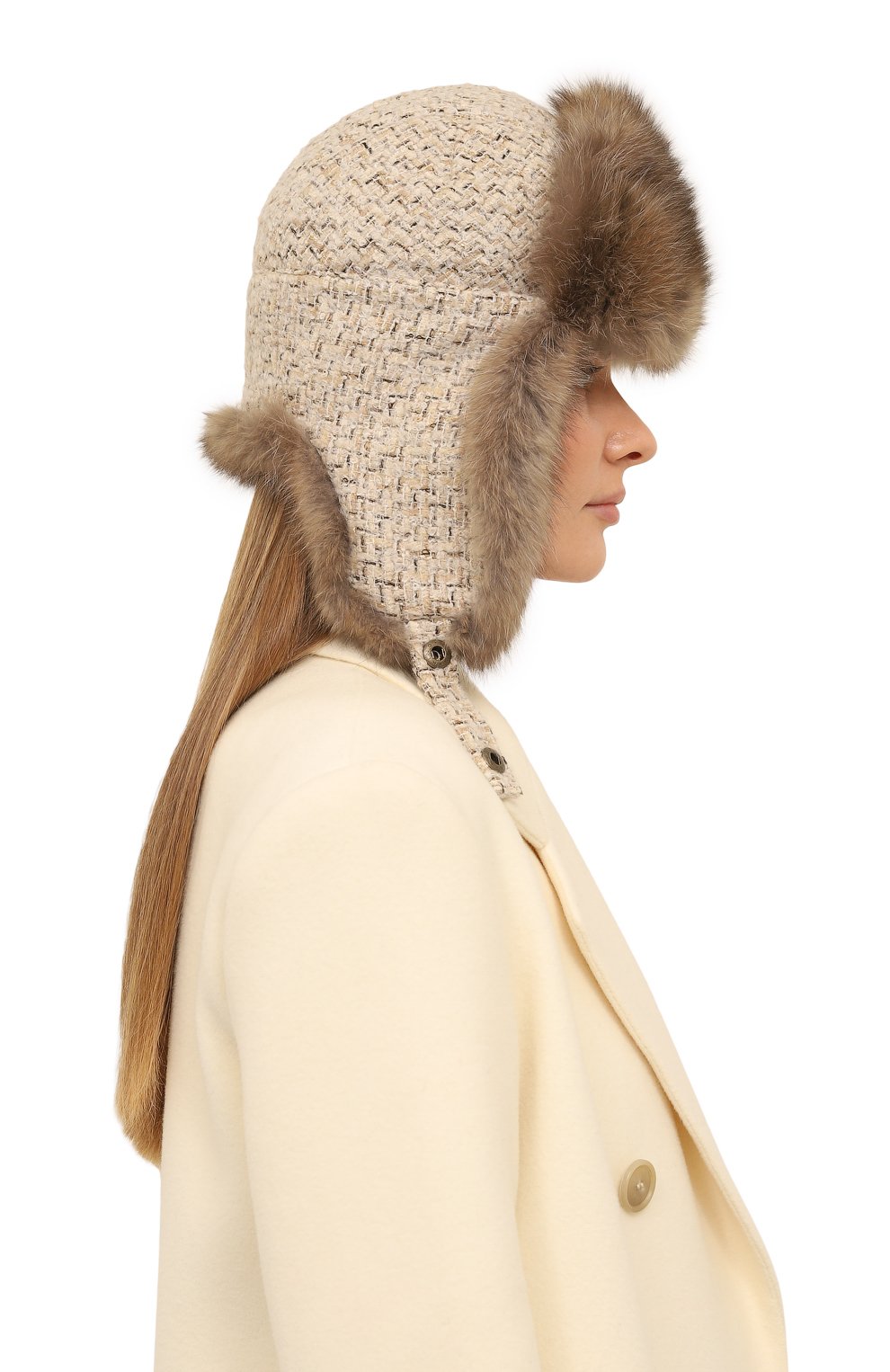 Кашемировая шапка-ушанка с отделкой из меха соболя BLACK SABLE, арт. BS-005F11/MW, фото 2