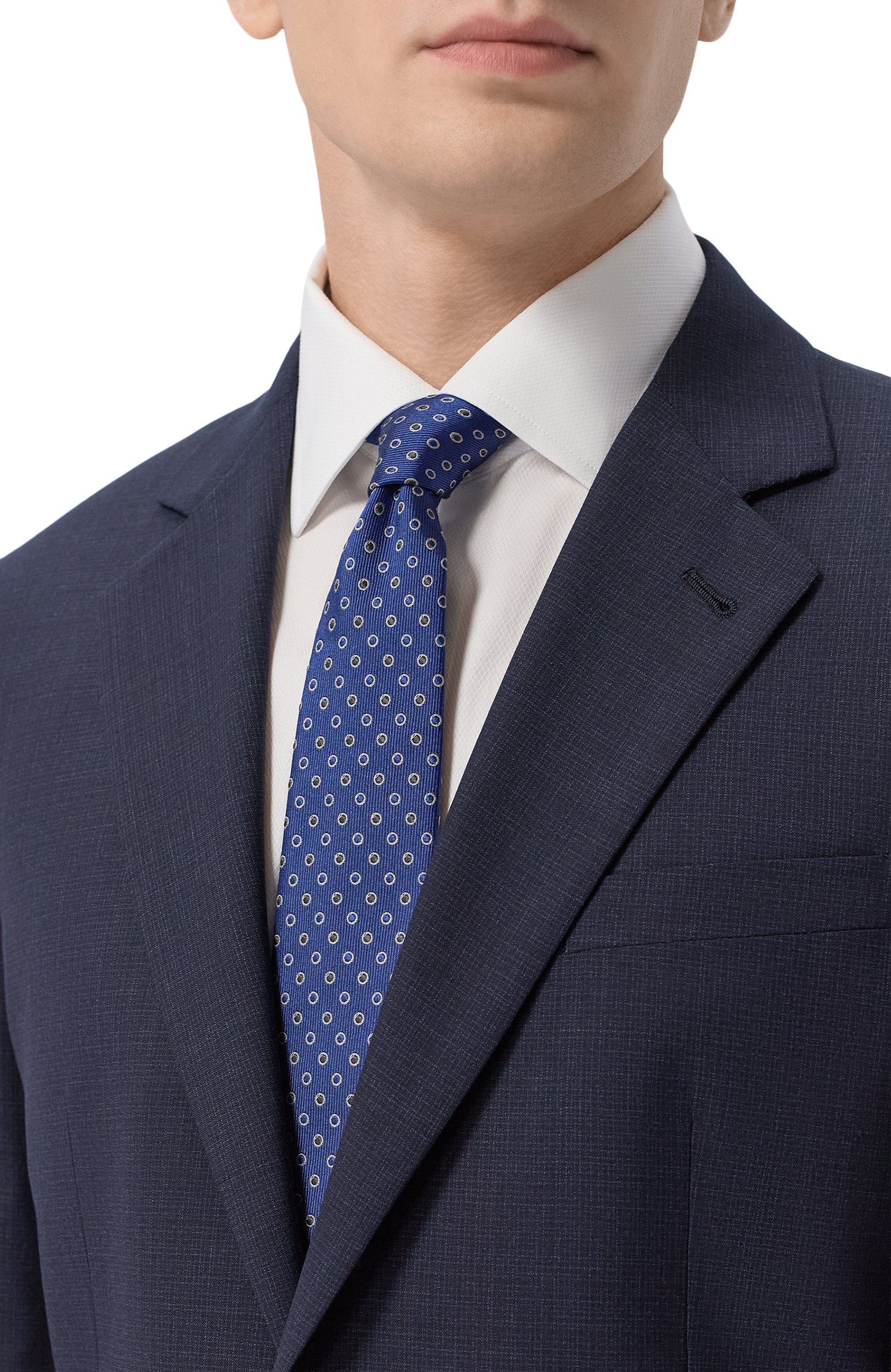 Шелковый галстук GIORGIO ARMANI синего цвета по цене 26450 руб., арт. GM000800/TE22436, фото 2 Шелковый галстук GIORGIO ARMANI, арт. GM000800/TE22436, фото 2