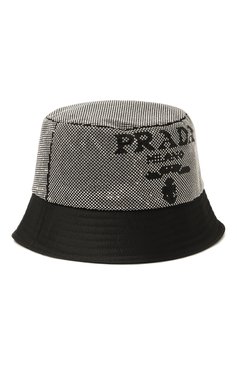 Мужская панама с отделкой стразами PRADA черного цвета, арт. 2HC137-2D0S-F0A64 | Фото 1 (Материал: Текстиль, Шелк; Нос: Не проставлено; Материал сплава: Проставлено)