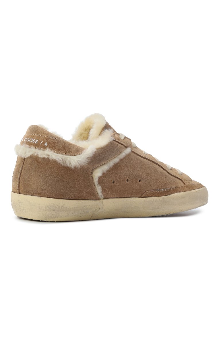 Женские замшевые кеды  super star GOLDEN GOOSE DELUXE BRAND коричневого цвета, арт. GWF00103.F006893 | Фото 5 (Подошва: Платформа; Материал внешний: Натуральная кожа, Замша; Материал утеплителя: Натуральный мех; Кросс-КТ: Низкие; Стили: Кэжуэл)