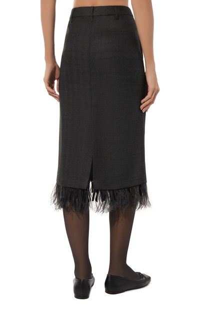 Шерстяная юбка с отделк�ой перьями BRUNELLO CUCINELLI, арт. MD595G3652, фото 4