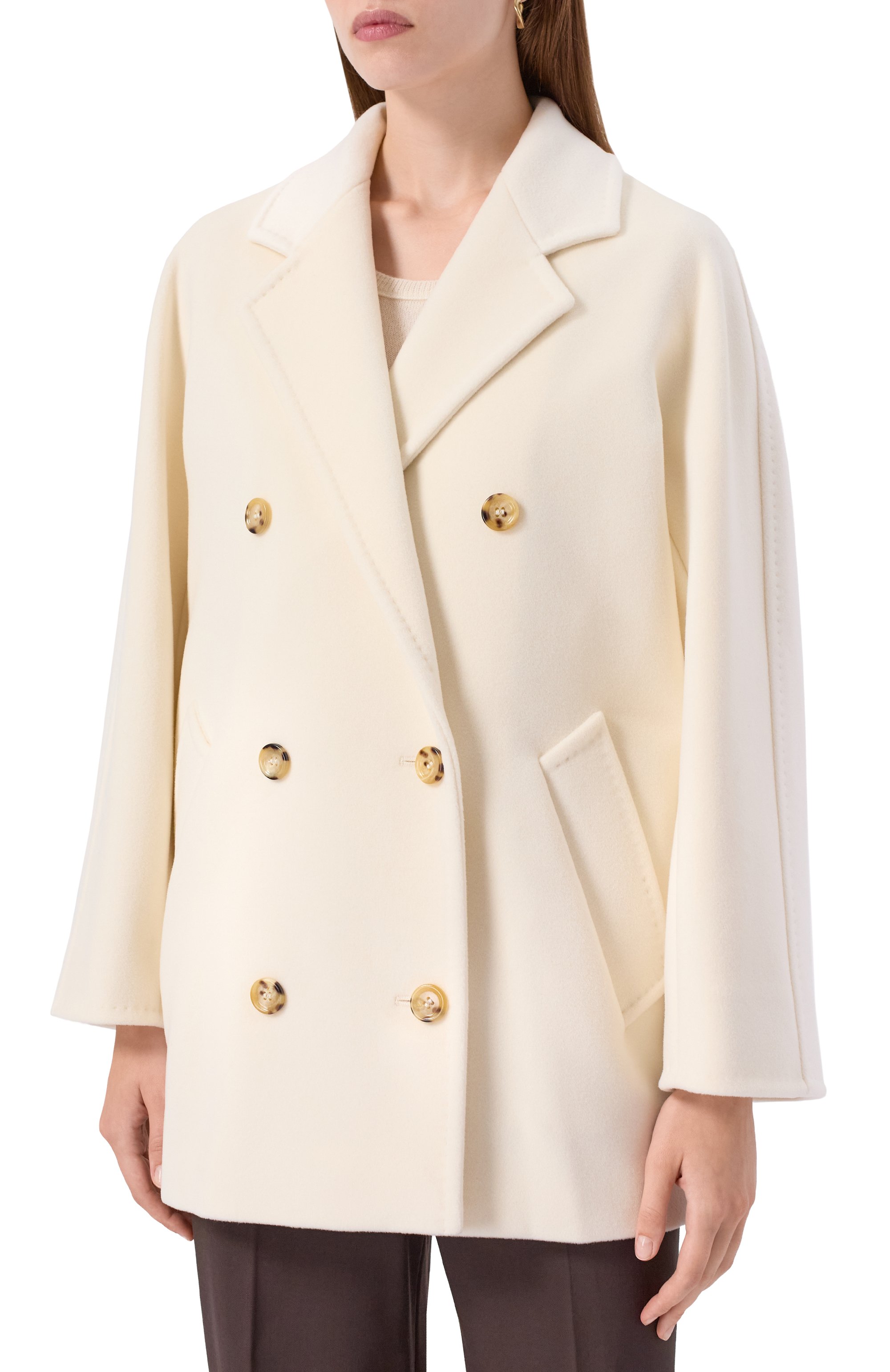 Пальто из шерсти и кашемира MAX MARA кремового цвета по цене 237500 руб., арт. REBUS, фото 3 Пальто из шерсти и кашемира MAX MARA, арт. REBUS, фото 3