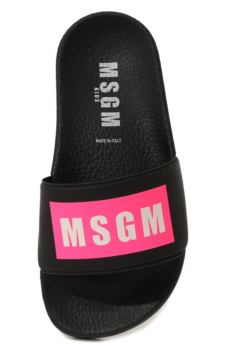 Детский шлепанцы MSGM KIDS черного цвета, арт. 76870/36-40 | Фото 4 (Нос: Не проставлено; Материал внутренний: Текстиль; Материал сплава: Проставлено; Материал внешний: Резина, Пластик)