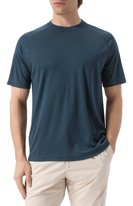 Шерстяная футболка Zegna FCT706/UF328A9 Синий  FCT706/UF328A9 Фото 3