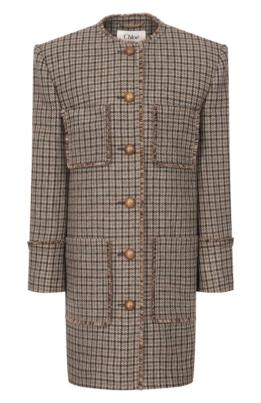 Шерстяное пальто Chloé CH26SMA14362 Коричневый CH26SMA14362