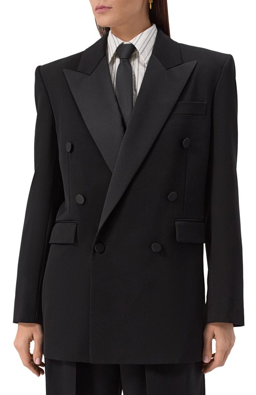 Шерстяной жакет Saint Laurent 828008/Y7E63 Чёрный  828008/Y7E63 Фото 3