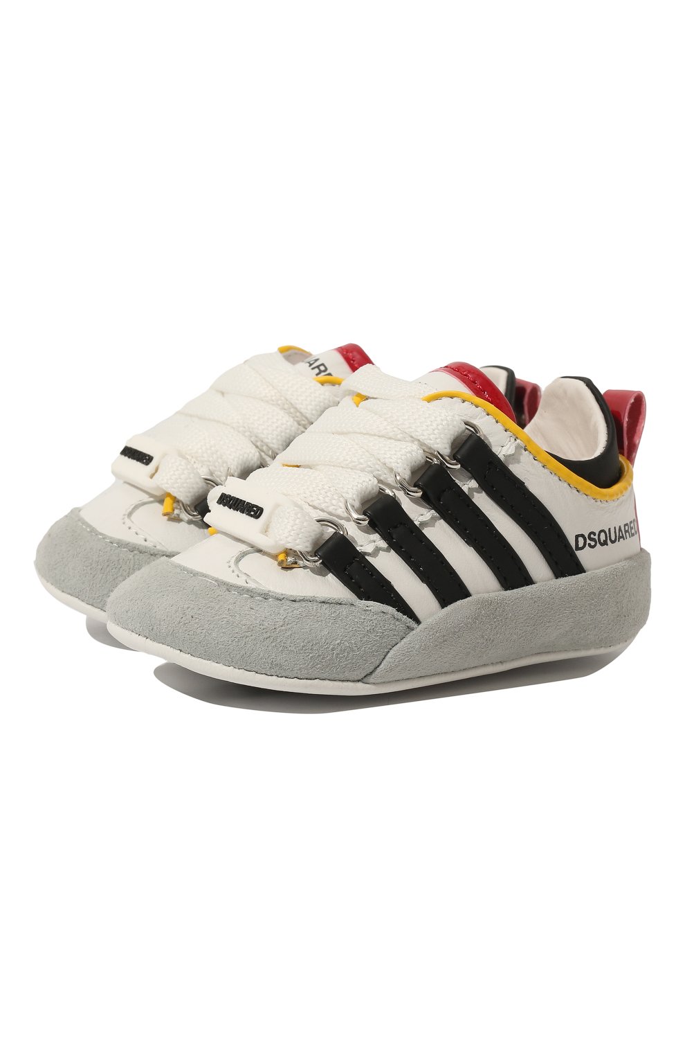 Кожаные пинетки DSQUARED2 белого цвета по цене 17550 руб., арт. 70680 VAR.2/15-16, фото 1 Кожаные пинетки DSQUARED2, арт. 70680 VAR.2/15-16, фото 1