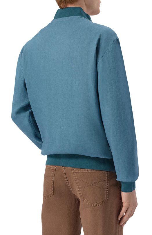 Льняной бомбер Kiton UG0001H09690 Голубой  UG0001H09690 Фото 4