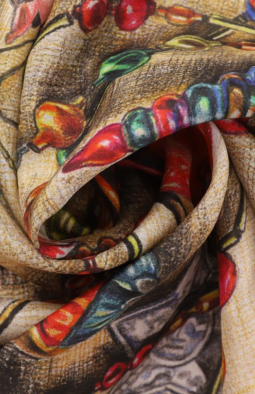 Шелковый платок Новогодние игрушки Gourji 91145437/6251172 Бежевый  91145437/6251172 Фото 3