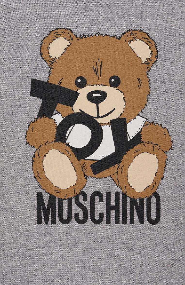 Мужского хлопковая футболка MOSCHINO серого цвета, арт. H9M04K/LAA03/4-8 | Фото 3 (Материал внешний: Хлопок; Мальчики Кросс-КТ: Футболка-одежда; Нос: Не проставлено; Региональные ограничения белый список (Axapta Mercury): Не проставлено; Девочки Кросс-КТ: футболка-одежда; Ростовка одежда: 4 года | 104 см, 5 лет | 110 см, 6 лет | 116 см, 8 лет | 128 см)