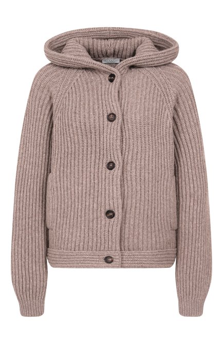 Женский кашемировый кардиган BRUNELLO CUCINELLI бежевого цвета, арт. M52509706 | Фото 1 (Автоматизация ТО: Проставлено; Материал внешний: Кашемир, Шерсть; Длина (для топов): Стандартные; Автоматизация состава: Проставлено; Рукава: Длинные)
