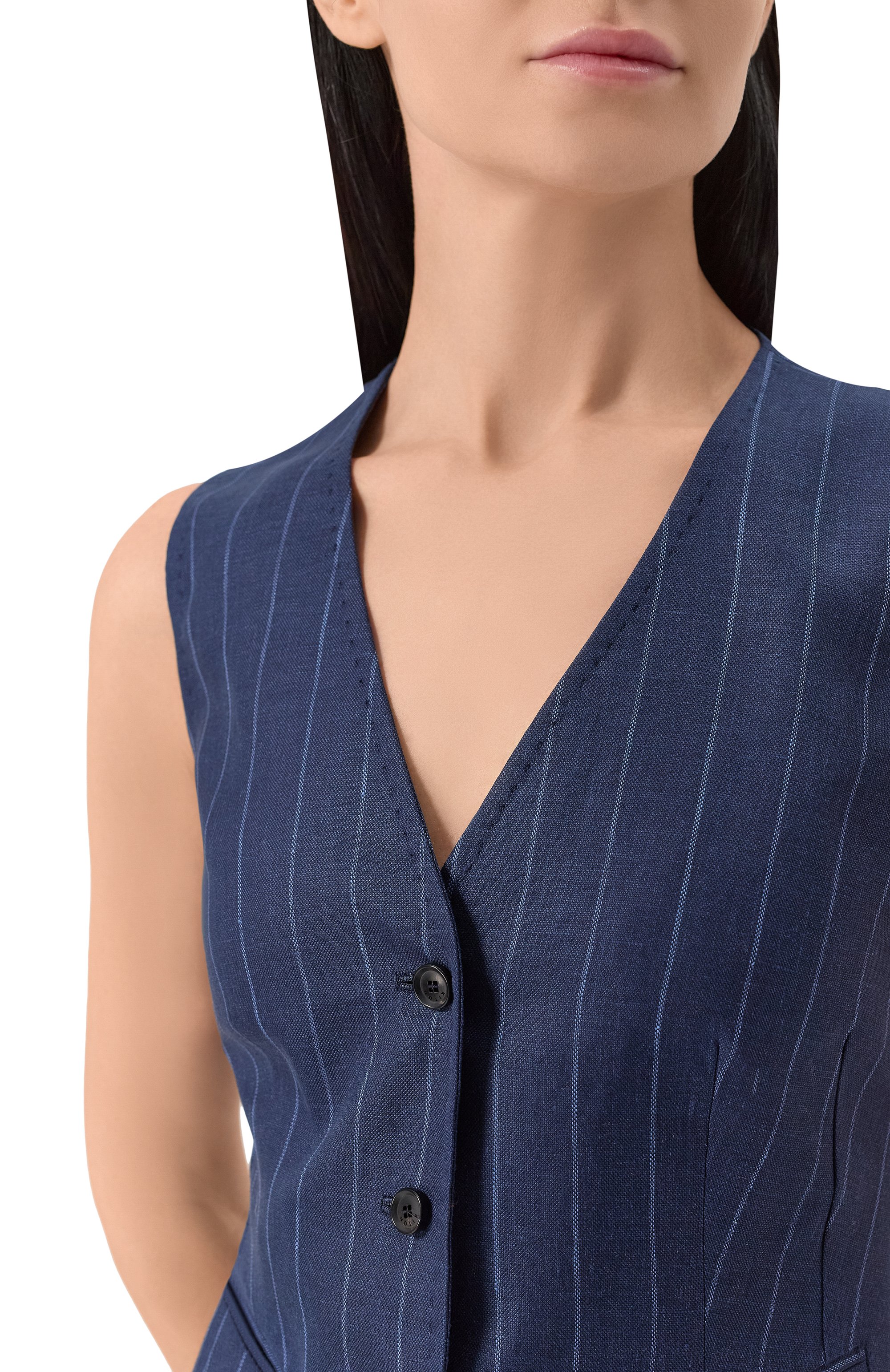 Жилет изо льна и шерсти KITON синего цвета по цене 168500 руб., арт. D47456K0603E10, фото 5 Жилет изо льна и шерсти KITON, арт. D47456K0603E10, фото 5