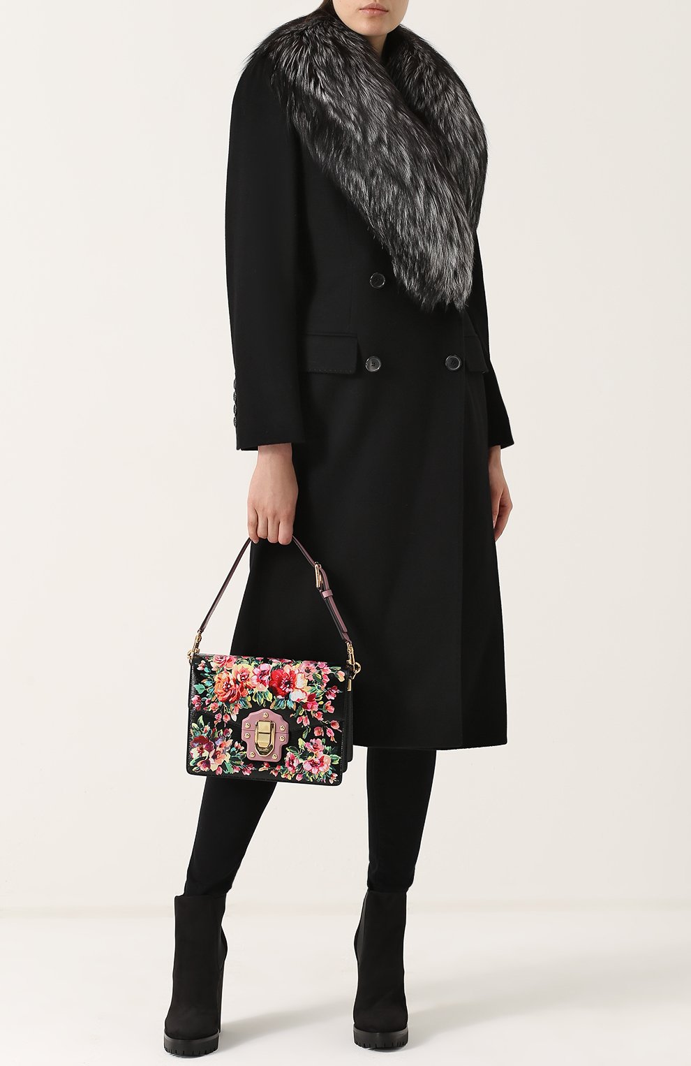 Двубортное пальто с отделкой из меха лисы DOLCE & GABBANA, арт. 0102/I0A16W/FU3A1, фото 2