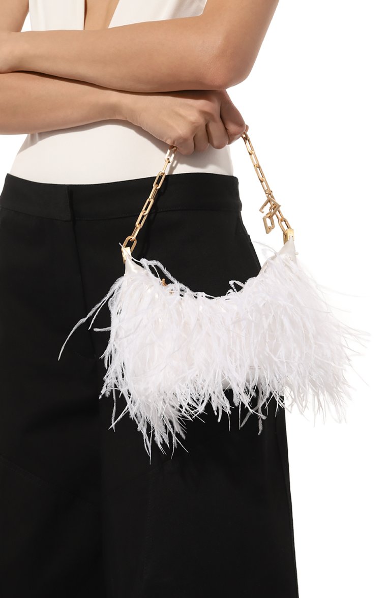 Женская сумка gia CULT GAIA белого цвета, арт. SH1172FE | Фото 2 (Женское Кросс-КТ: Вечерняя сумка; Материал сплава: Проставлено; Размер: mini; Материал: Текстиль; Драгоценные камни: Проставлено)
