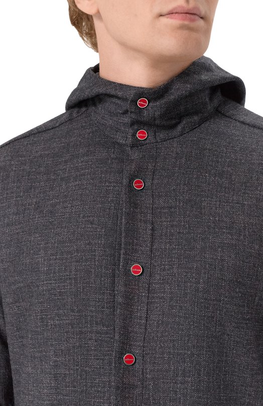 Рубашка из шерсти и шелка Kiton UMCPETEK0119G02 Серый  UMCPETEK0119G02 Фото 5