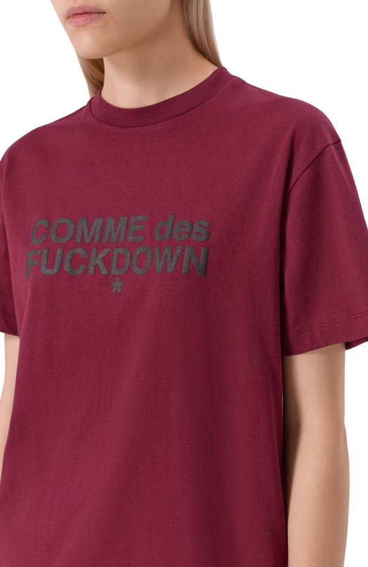 Хлопковая футболка Comme des Fuckdown CFABW01356 Бордовый  CFABW01356 Фото 5