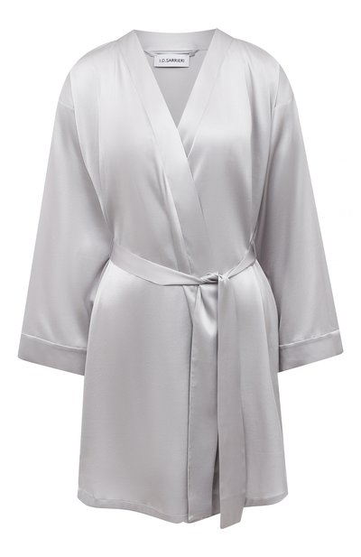 Шелковый халат I.D. SARRIERI серебряного цвета по цене 96160 руб., арт. J6661, фото 1 Шелковый халат I.D. SARRIERI, арт. J6661, фото 1