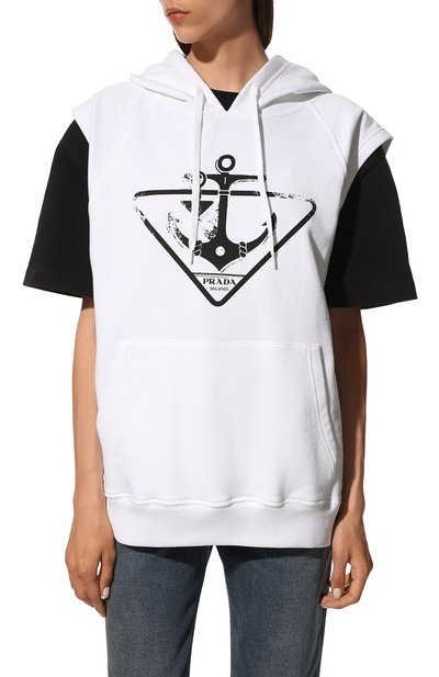 Хлопковое худи PRADA белого цвета по цене 130000 руб., арт. 139693-10NB-F0009-221, фото 3 Хлопковое худи PRADA, арт. 139693-10NB-F0009-221, фото 3