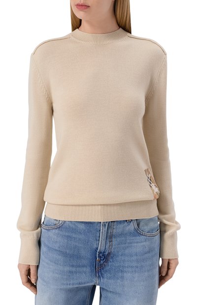 Шерстяной пуловер BURBERRY бежевого цвета по цене 132500 руб., арт. 8103192, фото 3 Шерстяной пуловер BURBERRY, арт. 8103192, фото 3