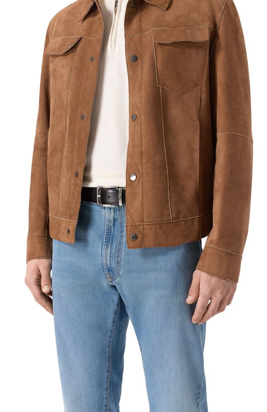 Кожаный ремень Canali 50C/KA00528 Чёрный  50C/KA00528 Фото 2