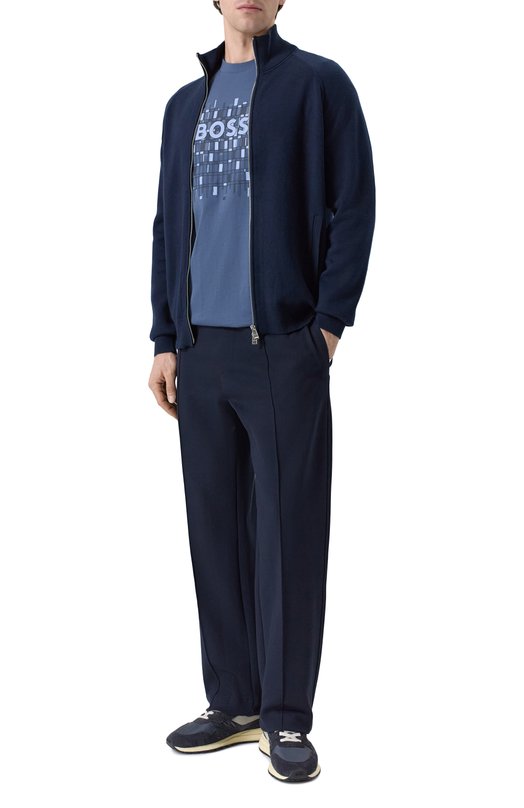 Кардиган из хлопка и шерсти BOSS 50543150 Синий  50543150 Фото 2