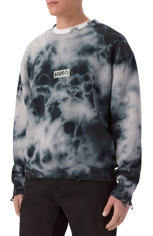 Хлопковый свитер HUGO Blue 50553584 Серый  50553584 Фото 3