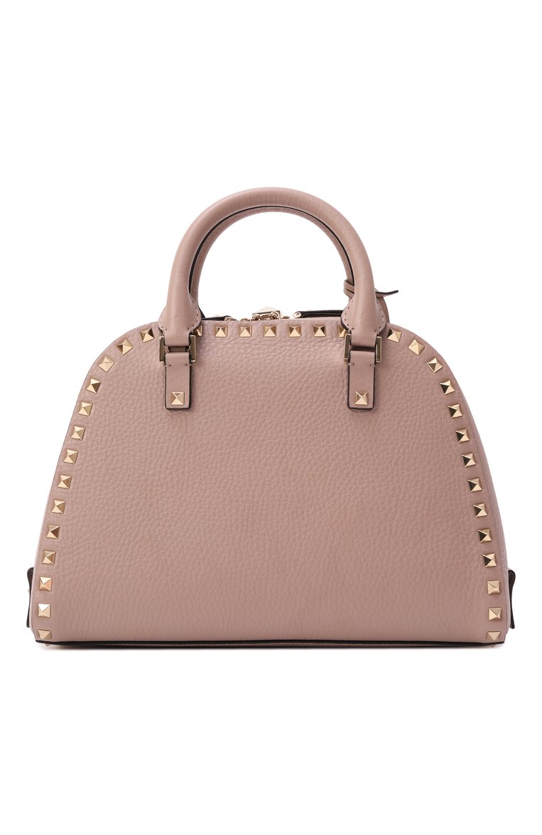 Женская сумка rockstud  VALENTINO светло-бежевого цвета, арт. 6W2B0Q96/VSF | Фото 6 (Ремень/цепочка: На ремешке; Размер: medium; Материал: Натуральная кожа)