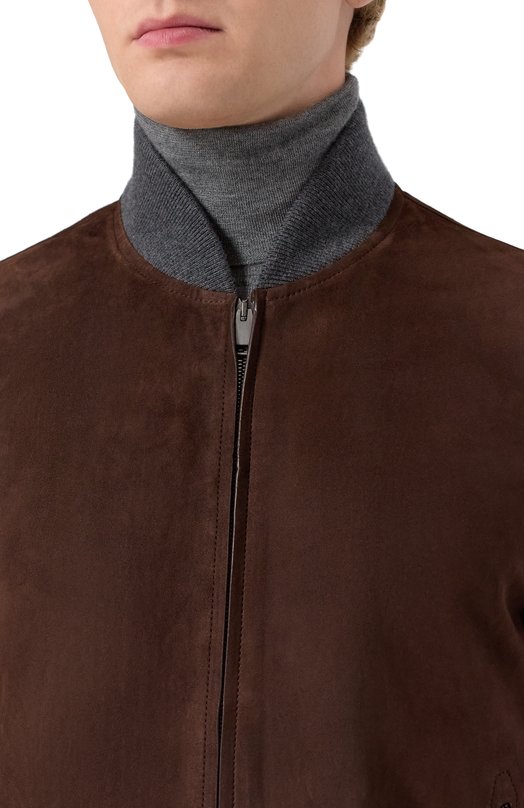 Замшевый бомбер Brioni PLAD0L/PB713 Коричневый  PLAD0L/PB713 Фото 5