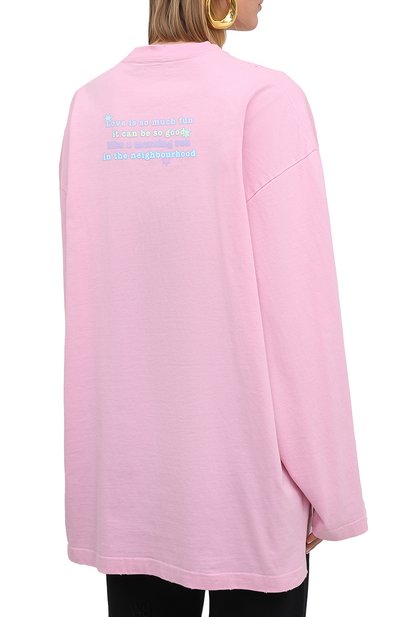 Хлопковый лонгслив BALENCIAGA розового цвета по цене 97650 руб., арт. 641583/TJVI1, фото 4 Хлопковый лонгслив BALENCIAGA, арт. 641583/TJVI1, фото 4