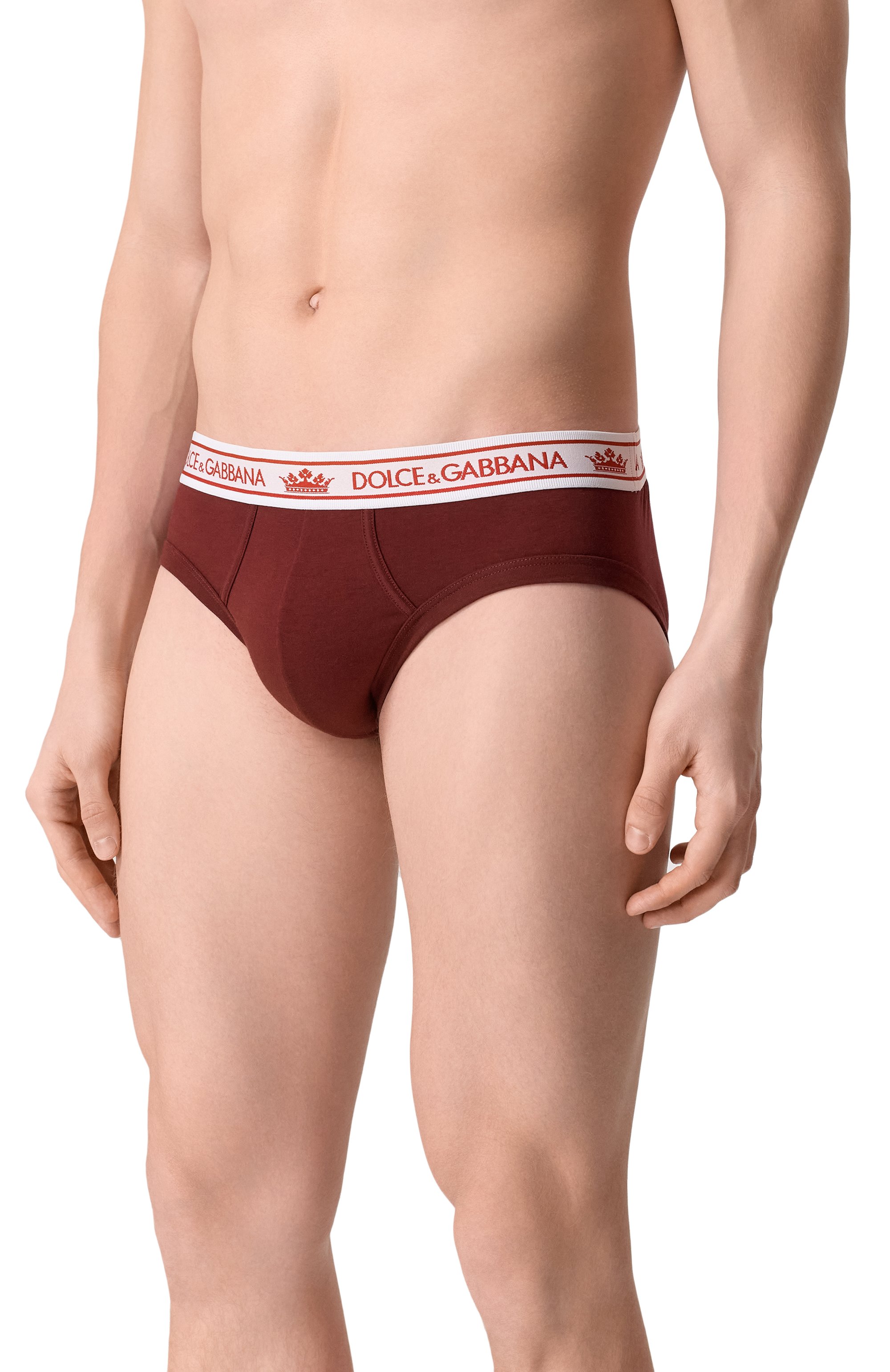 Хлопковые брифы DOLCE & GABBANA бордового цвета по цене 7720 руб., арт. M3F59J/0N0DA, фото 2 Хлопковые брифы DOLCE & GABBANA, арт. M3F59J/0N0DA, фото 2