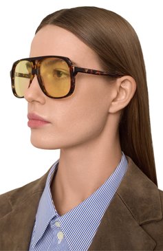 Женские солнцезащитные очки VINTAGE FRAMES желтого цвета, арт. KING SIZE BR0WN T0RT0ISE/YELL0W | Фото 2 (Нос: Не проставлено; Материал: Пластик; Региональные ограничения белый список (Axapta Mercury): Не проставлено; Тип очков: С/з; Кросс-КТ: С/з-унисекс; Очки форма: Авиаторы, Oversized; Оптика Гендер: оптика-унисекс)