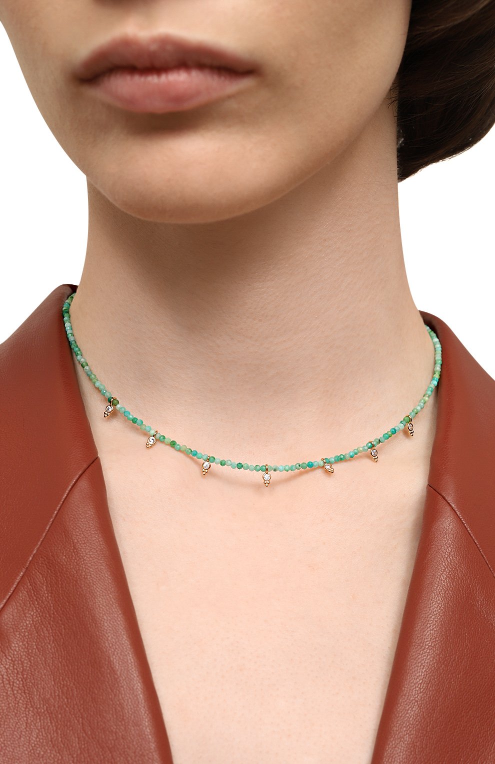 Колье HANKA_IN зеленого цвета по цене 15750 руб., арт. J0Y-CH-AMA-BIN-0.5M, фото 2 Колье HANKA_IN, арт. J0Y-CH-AMA-BIN-0.5M, фото 2