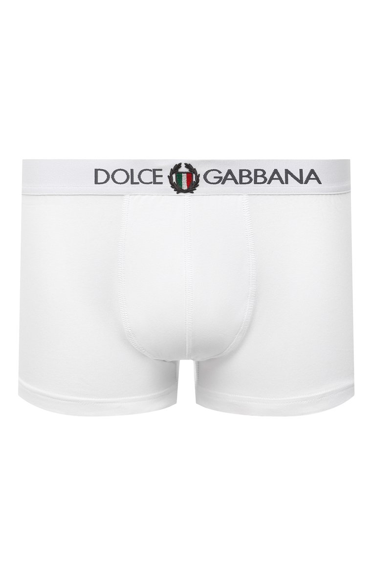 Мужские хлопковые боксеры DOLCE & GABBANA белого цвета, арт. M4C03J/FUECG | Фото 1 (Материал внешний: Хлопок; Кросс-КТ: бельё; Мужское Кросс-КТ: Трусы; Статус проверки: Проверена категория; Нос: Не проставлено; Ювелирные украшения: Назначено; Материал сплава: Проставлено; Трусы М: Боксеры)