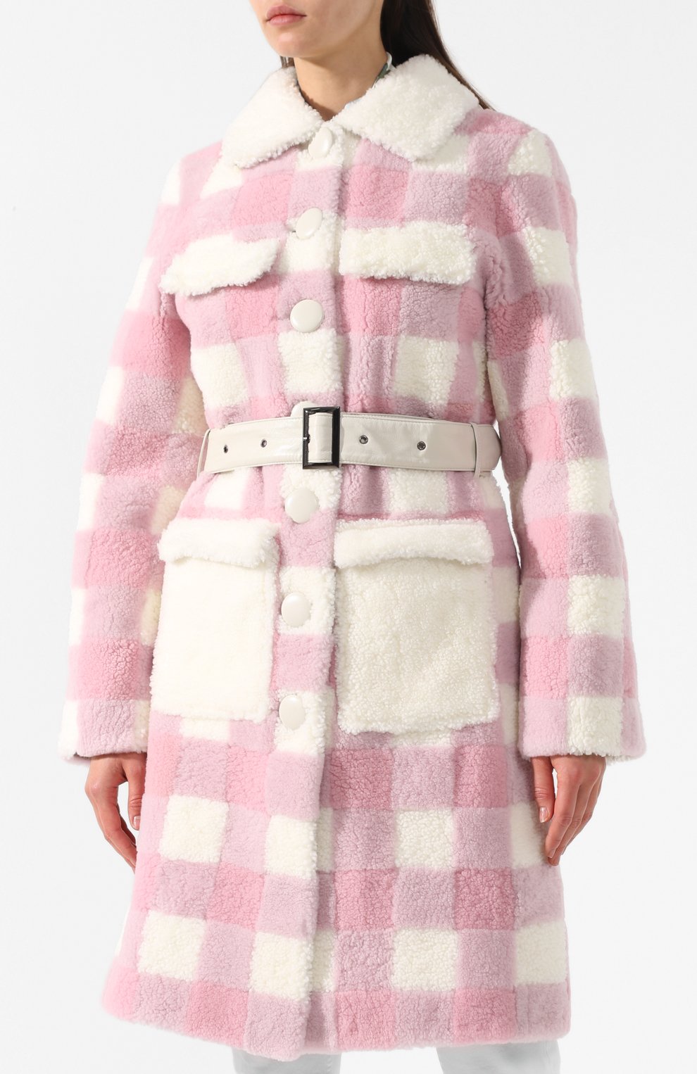 Меховое пальто с поясом SAKS POTTS белого цвета по цене 145000 руб., арт. 17813 TSUM EXCLUSIVE LUNIS WHITE/PINK C0AT, фото 3 Меховое пальто с поясом SAKS POTTS, арт. 17813 TSUM EXCLUSIVE LUNIS WHITE/PINK C0AT, фото 3