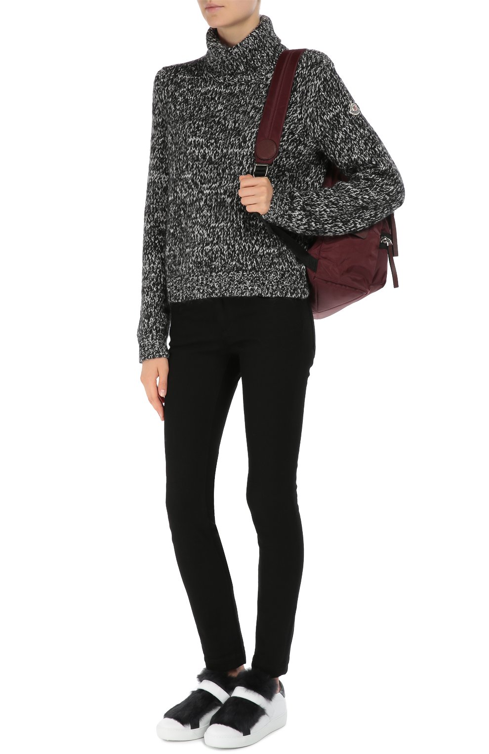 Кожаные кеды с меховой отделкой MONCLER, арт. B2-09A-20160-00-07475, фото 3