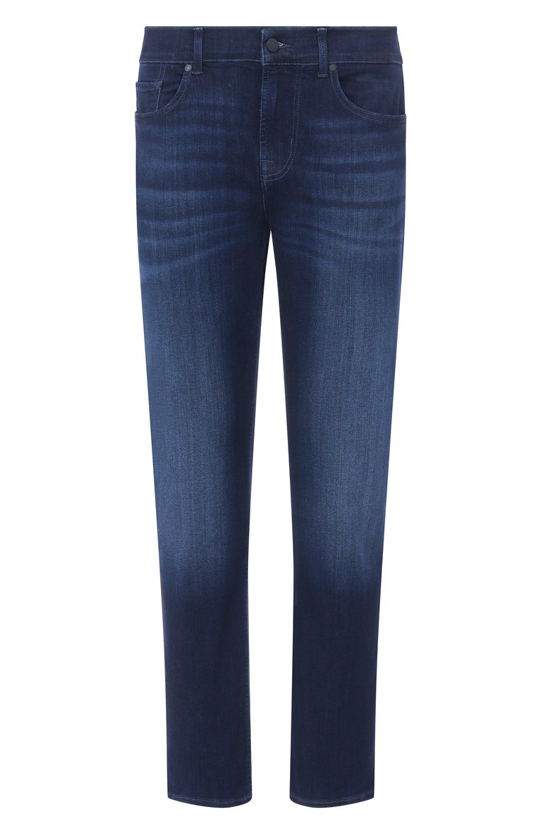Мужские джинсы standard 7 FOR ALL MANKIND темно-синего цвета, арт. 7T519A23LPD | Фото 1 (Автоматизация состава: Проставлено; Длина (брюки, джинсы): Стандартные; Автоматизация ТО: Проставлено; Материал внешний: Хлопок, Деним; Силуэт М (брюки): Прямые; Стили: Повседневный; Детали: Делаве; Кросс-КТ: Деним)