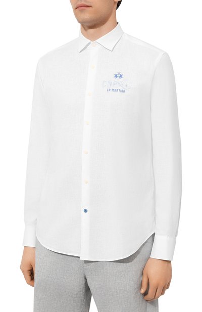 Рубашка из хлопка и льна LA MARTINA белого цвета по цене 17500 руб., арт. YMC312/TL072, фото 3 Рубашка из хлопка и льна LA MARTINA, арт. YMC312/TL072, фото 3