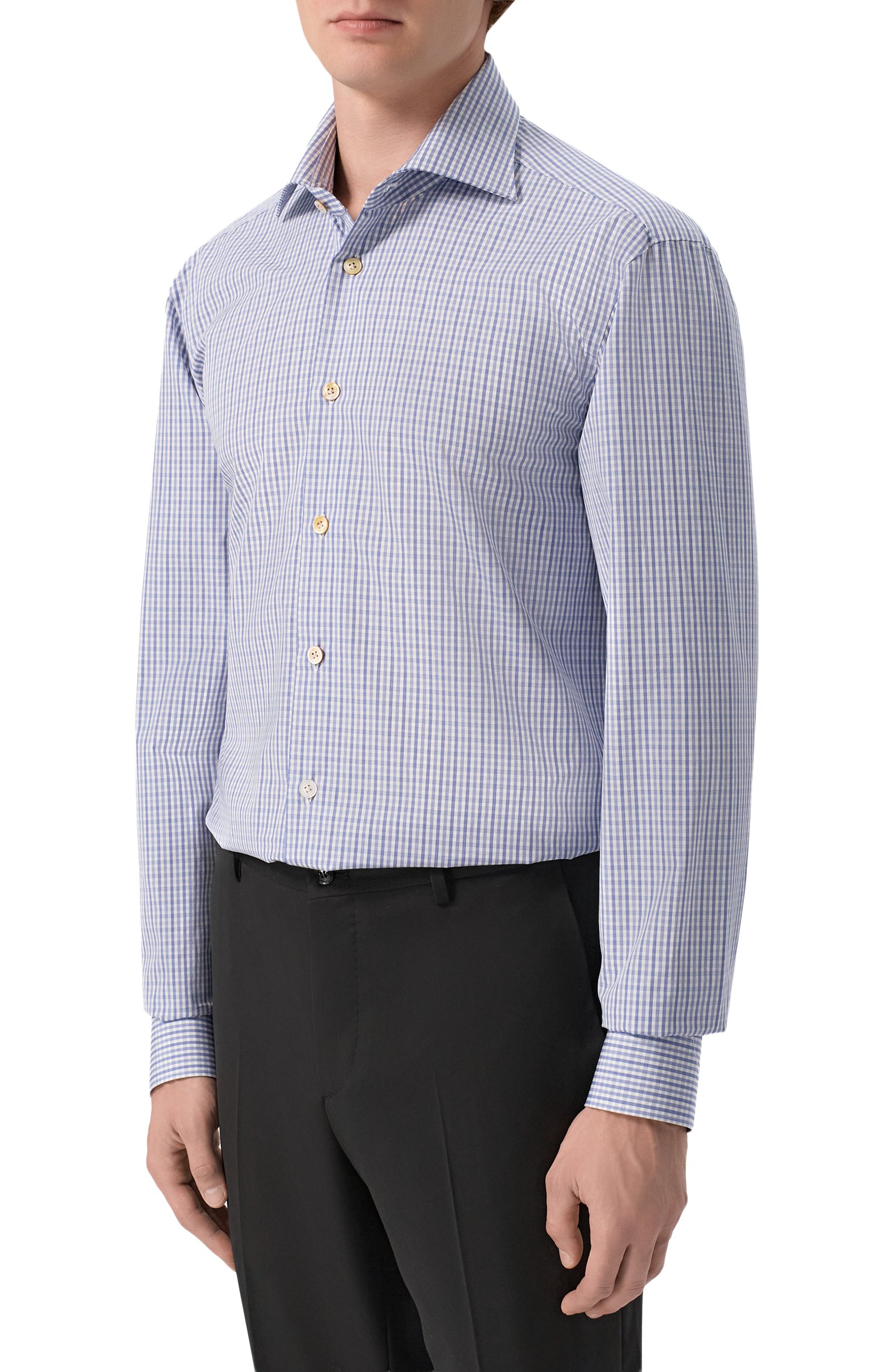 Хлопковая сорочка KITON голубого цвета по цене 119500 руб., арт. UCIH09805, фото 3 Хлопковая сорочка KITON, арт. UCIH09805, фото 3