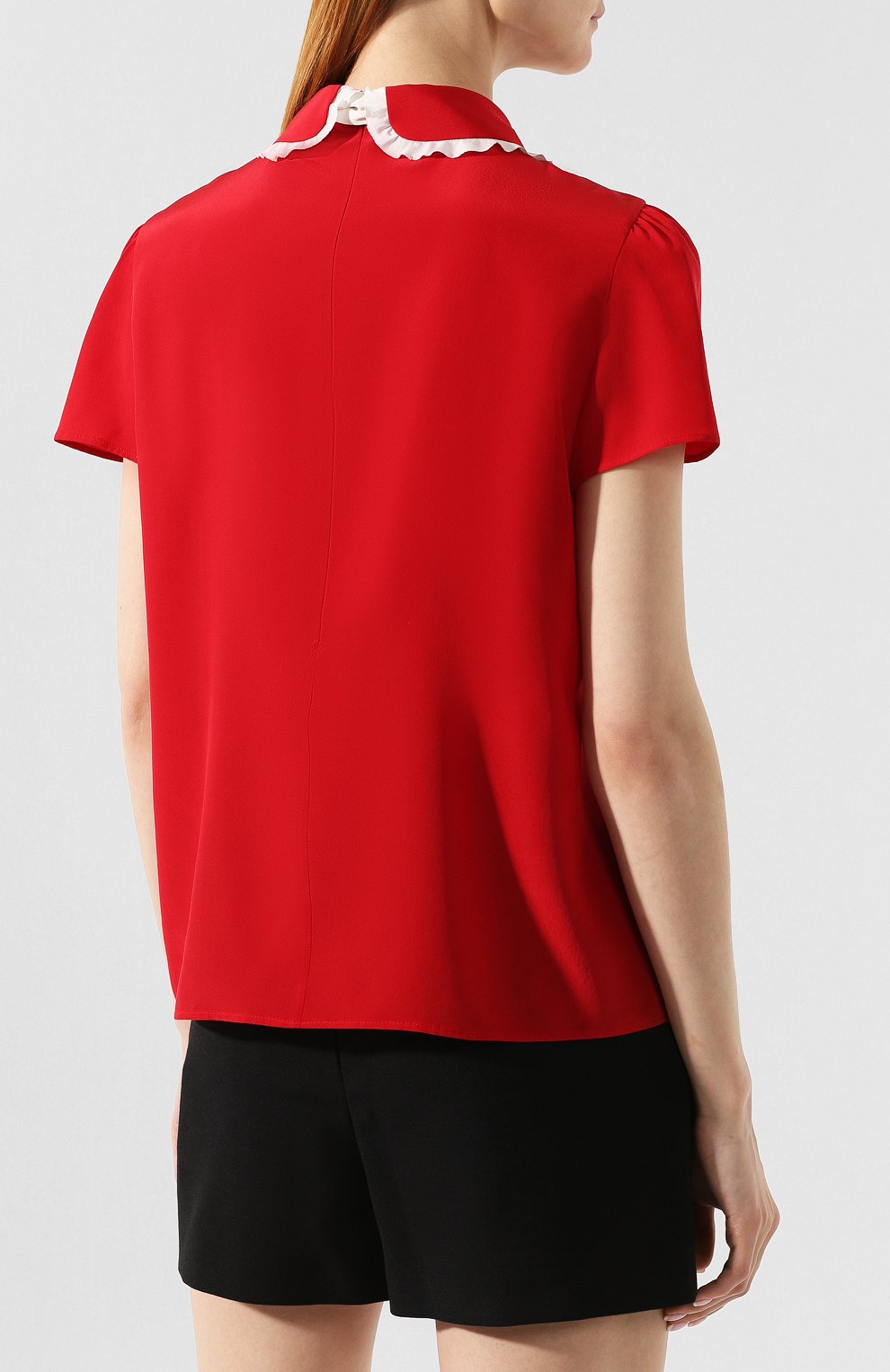 Шелковый топ REDVALENTINO красного цвета по цене 38800 руб., арт. SR3AA0U7/48P, фото 4 Шелковый топ REDVALENTINO, арт. SR3AA0U7/48P, фото 4